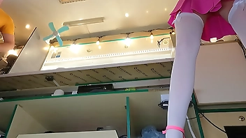 Hot 18 yo sexy chick voyeur hidden camera upskirt at work