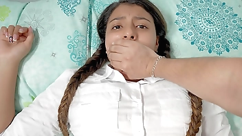 Shh shh don't go screaming! - Stepbrother fucks his stepsister when they are alone at home.