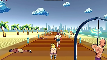 Roller babe [ HENTAI Game PornPlay ] Ep.2 outdoor BDSM with muscular guys