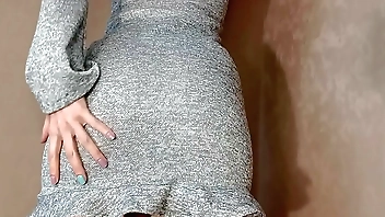 gentle caressing of a pussy in pantyhose