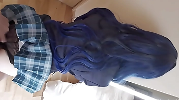 Japanese JK school uniforrm raw sex creampie