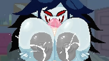 Marceline sucking on her tits while you make her deepthroat you