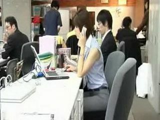 Asians get frisky in the office, fucking and nipping each other's naughty nudes