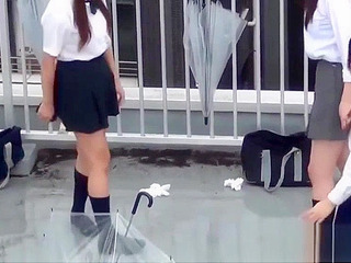 Japanese Peeing Porn Video with Naughty Students Getting Horny in Public