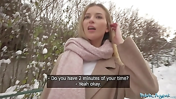 Public Agent Cute blonde outdoor POV blowjob hardcore sex in secret location big dick tight pussy