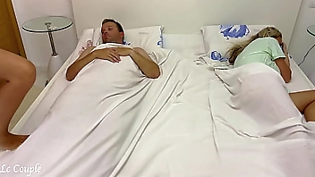 Wife woke up when she heard noises and saw that her husband is having sex with their girlfriend - real cuckquean wife