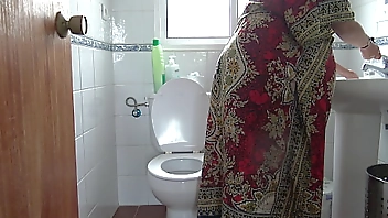 PREGNANT FAMILY SEX: aunty masturbates her stepsons big cock and makes him cum hard