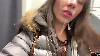 I came on girl’s face in locker room and she went for a walk with cum on her face in shopping center Cumwalk