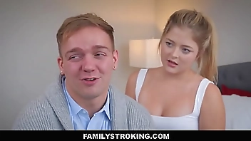 FamilyStroking - Blonde Stepmom Joins Stepsister And Stepbrother After Watching Them And Masturbating - Jill Taylor, Millie Morgan