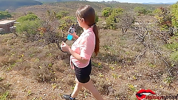 Busty exhibitionist masturbating outdoors / Miriam Prado