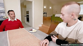 Horny stepsister seduces her stepbrother's new girlfriend to test how well she fucks, often the stepfather also joins in and they have an intense threesome until they all cum.