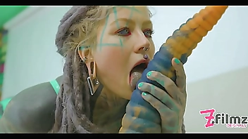 Extreme TATTOO dreadhead ANAL riding huge TOY