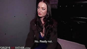 Cheating big tits babe in stockings picked up and fucked in van by stranger