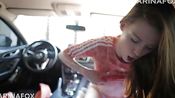 Stepfather Fucked Stepsister in Stepmom's Car POV