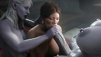 Two guests chose a busty woman for a threesome. Hot animation futanari double penetration